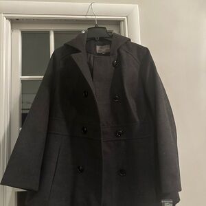 KSMH Black Hooded Pea Coat 1X